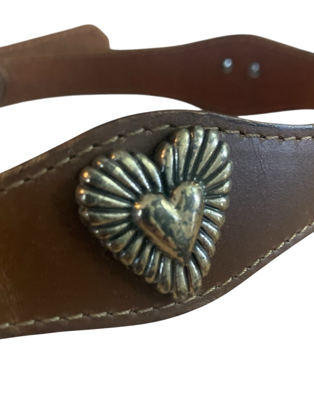 Western Double Buckle Brown Leather Waist Belt with Heart Concho - Picture 9 of 11